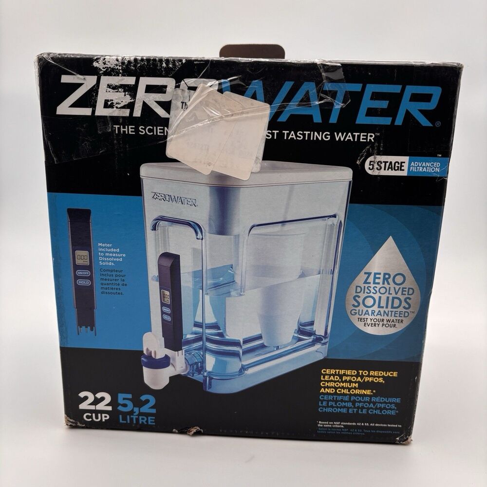 ZeroWater 22 Cup Ready-Read Water Filter Dispenser ZD-022RW 5-Stage TDS Meter